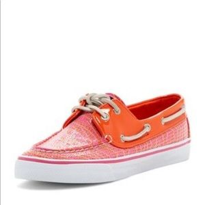 Pink Orange Sequin Zebra Sperry 5